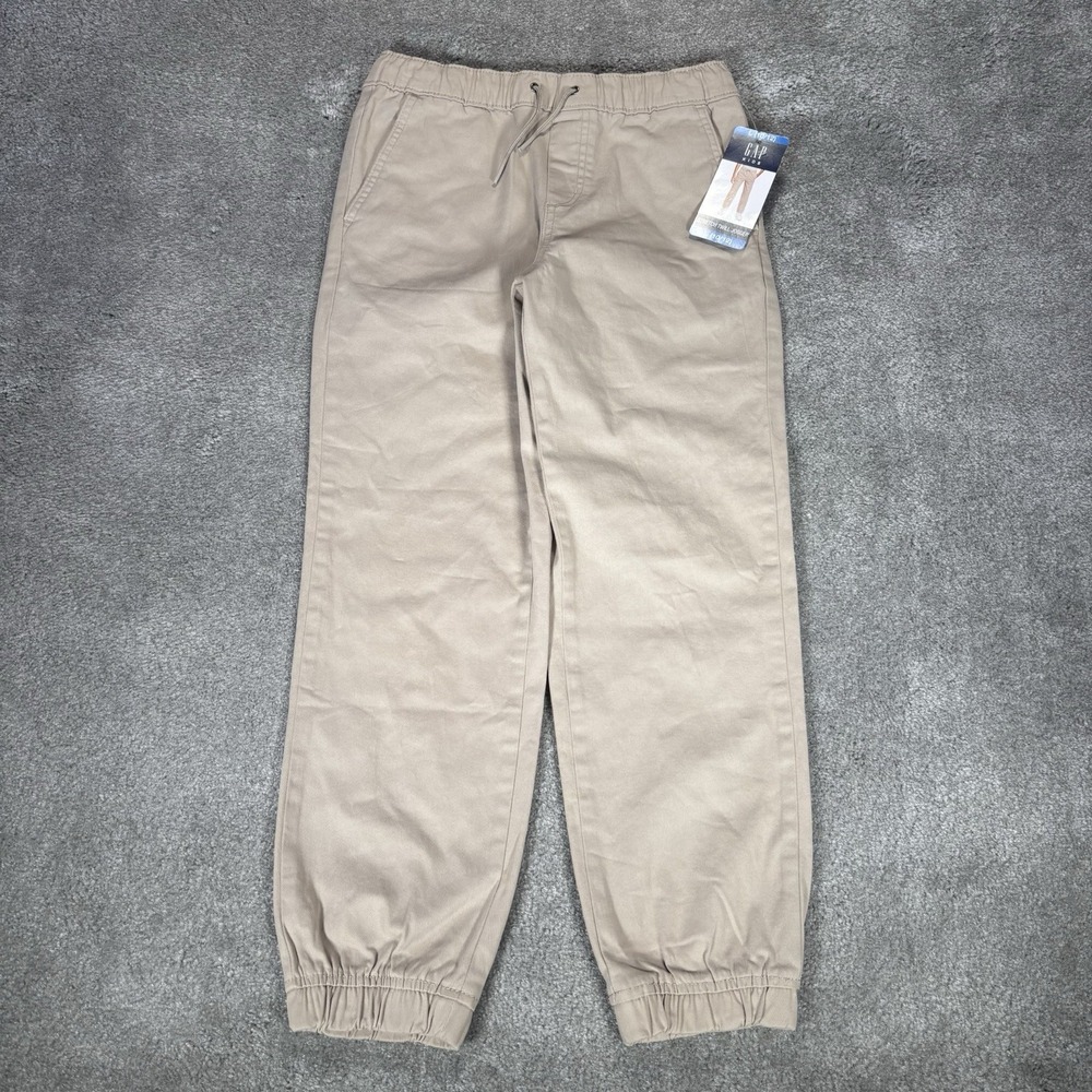 GAP Pants Youth Boys L Khaki Twill Stretch Jogger Elastic Waist Drawstring NWT